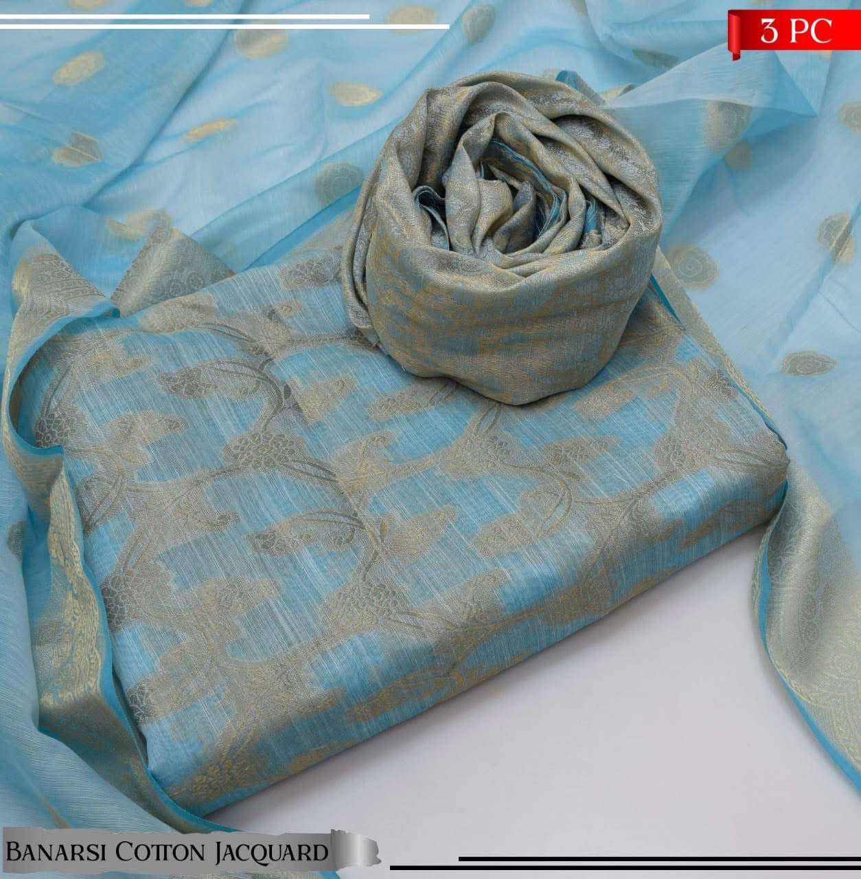 Banarsi Cotton Jacquard 3pc D#126