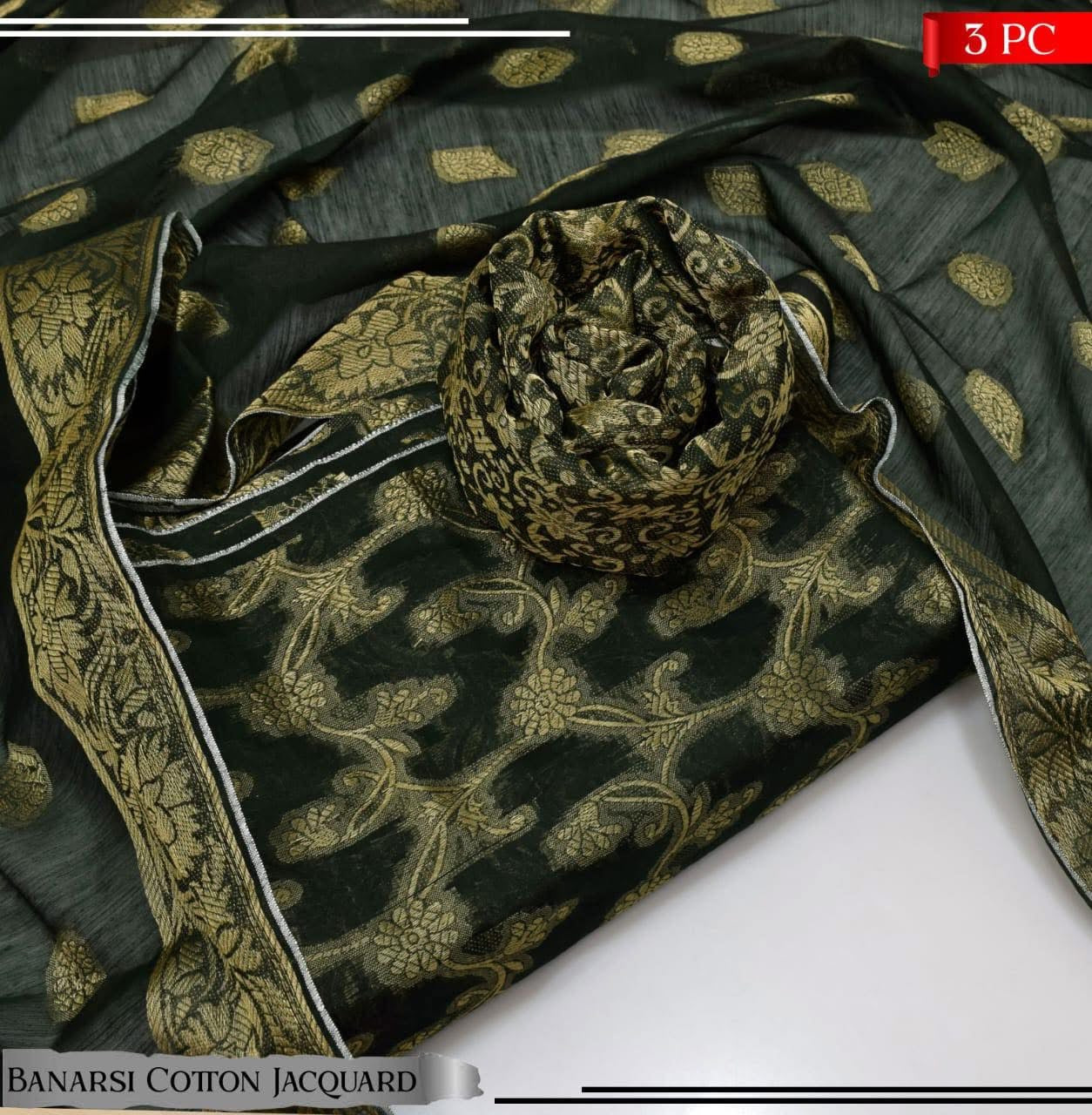 Banarsi Cotton Jacquard 3pc D#115