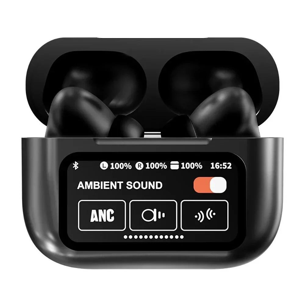A9 Pro earbuds with screen
