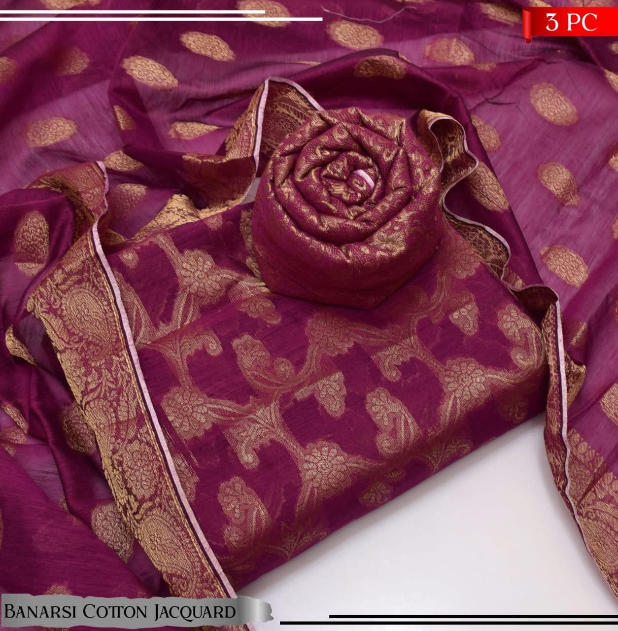 Banarsi Cotton Jacquard 3pc D#122