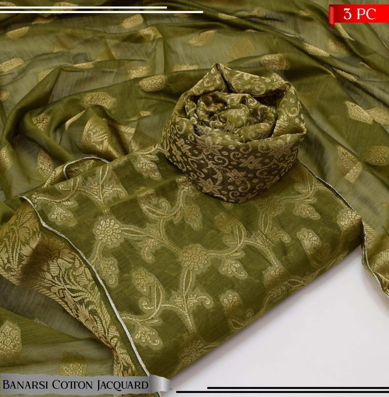 Banarsi Cotton Jacquard 3pc D#118