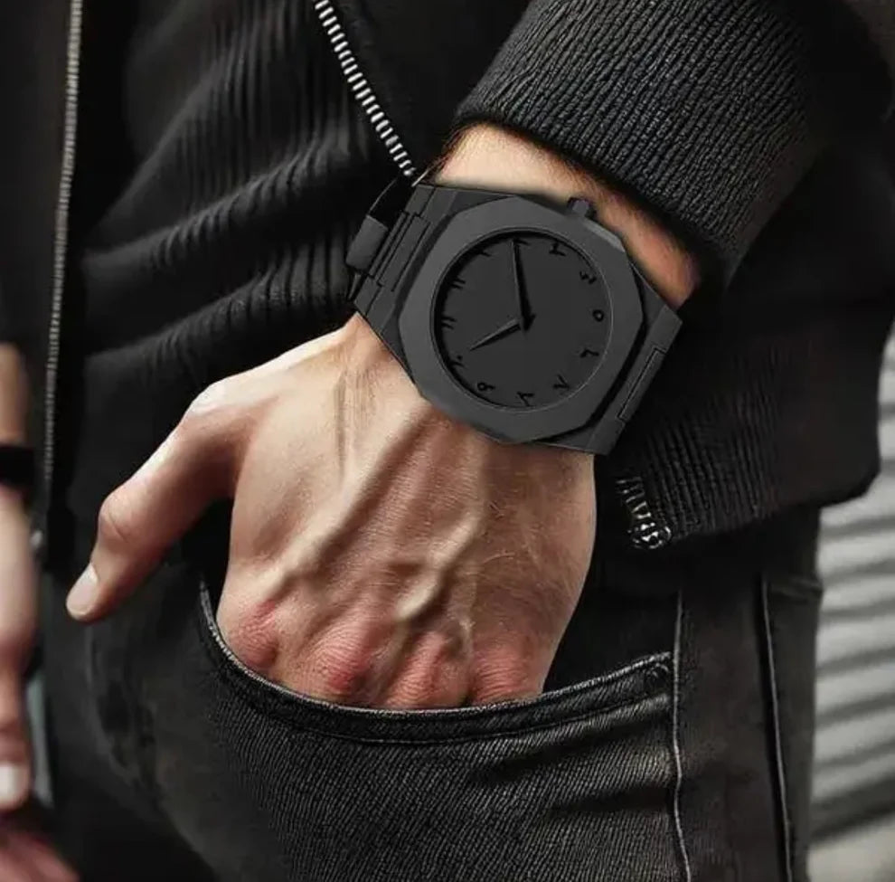 Black Aura Quartz Watch – Stylish Analog Watch For Men & Boys