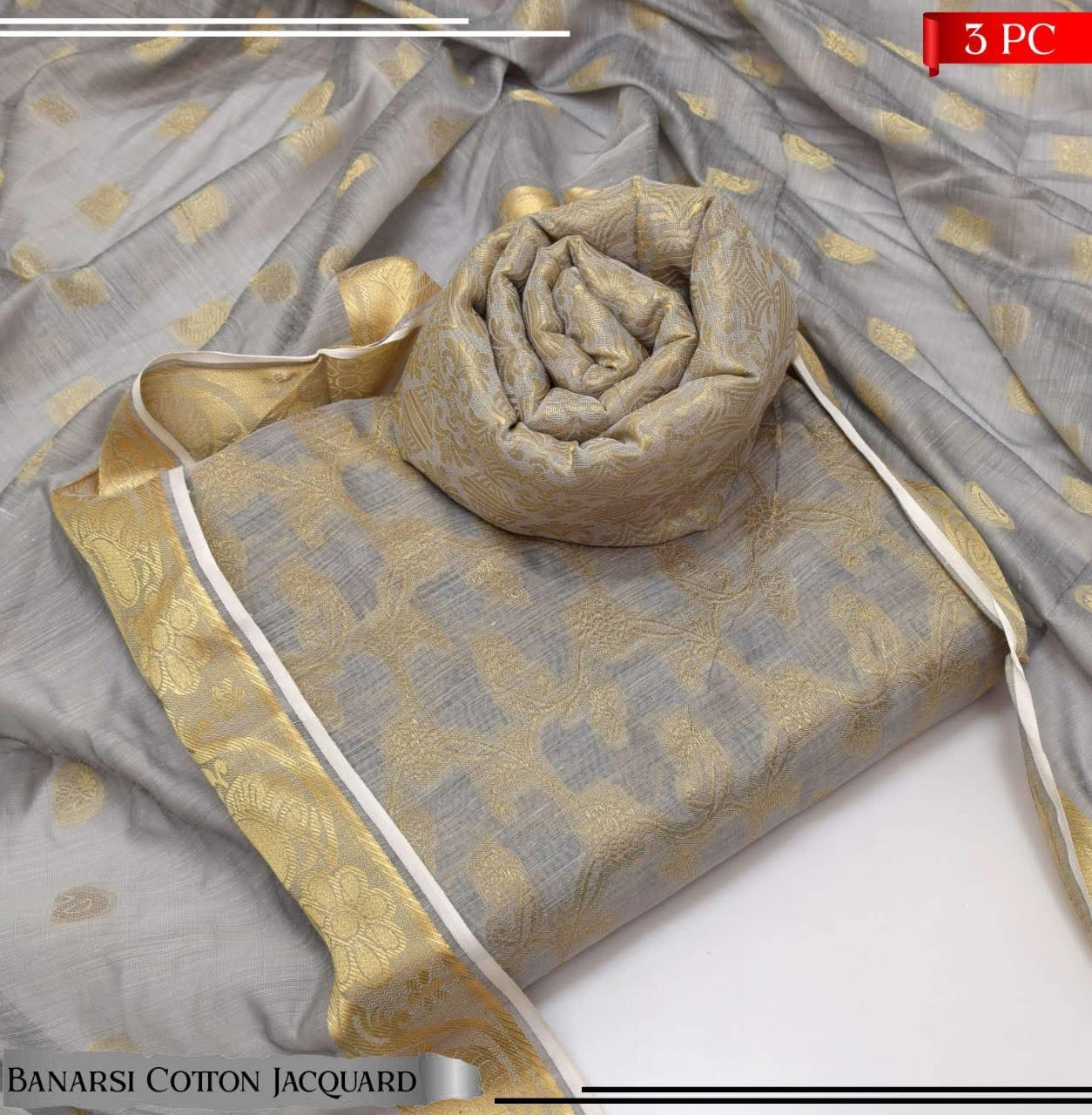 Banarsi Cotton Jacquard 3pc D#119