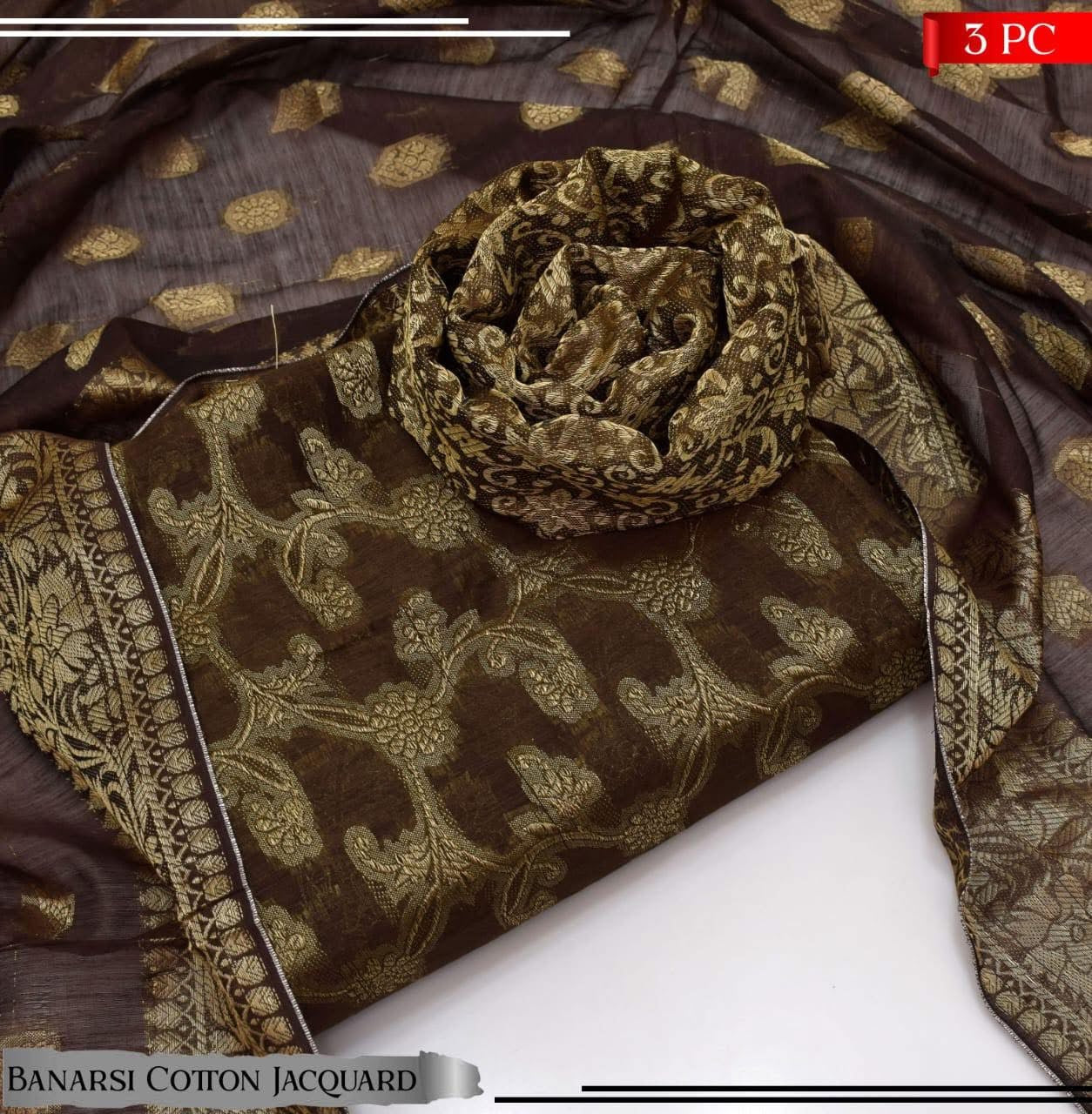 Banarsi Cotton Jacquard 3pc D#117